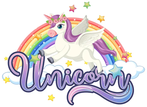 Unicorno Carino Con Unicorno Segno Illustrazione — Vettoriale Stock