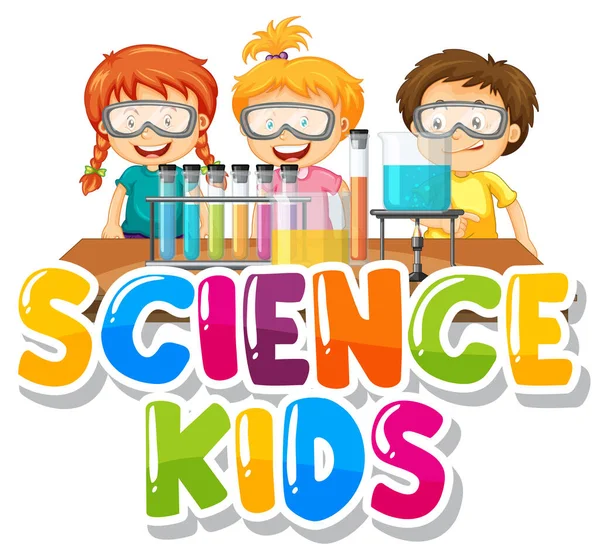 Projektowanie Czcionki Dla Word Science Kids Kid Lab Illustration — Wektor stockowy