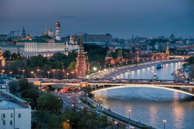 gün batımında Moskova kremlin