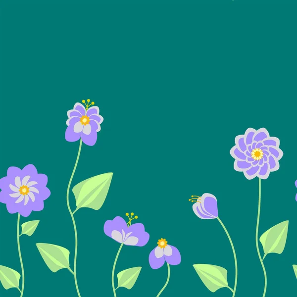 Modèle sans couture avec des fleurs d'été dans les couleurs de la palette verte — Image vectorielle