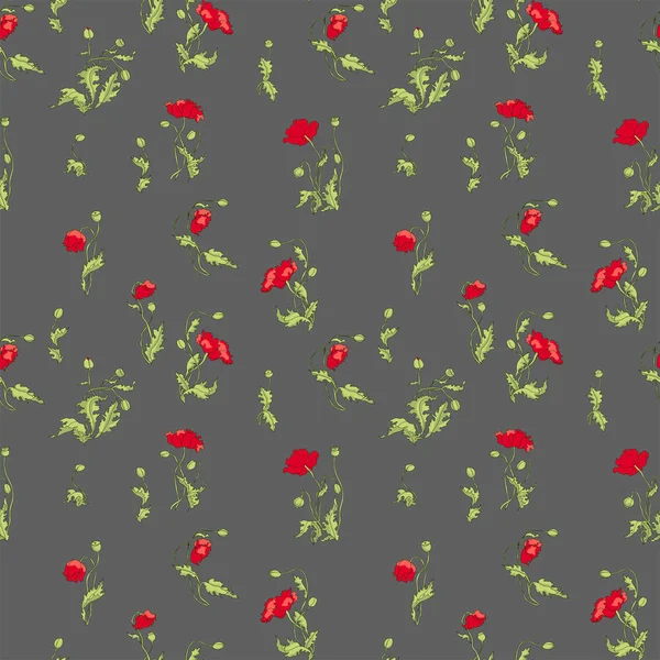Fleur de pavot sans couture motif lumineux — Image vectorielle