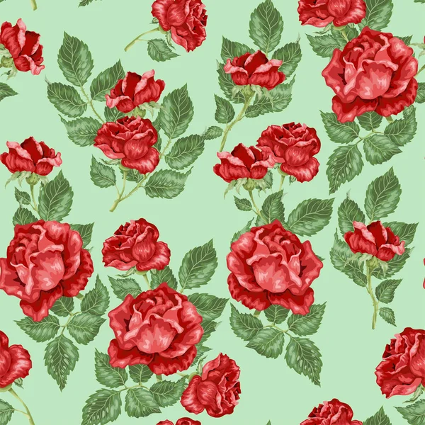 Red Roses Vector Realistic Romantic Illustration Pattern — Stock Vector