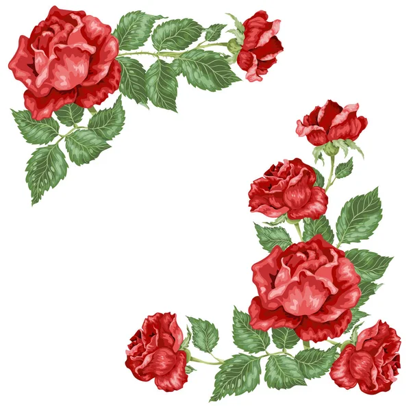 Vector Dekorationselement Mit Roten Leuchtenden Rosen — Stockvektor