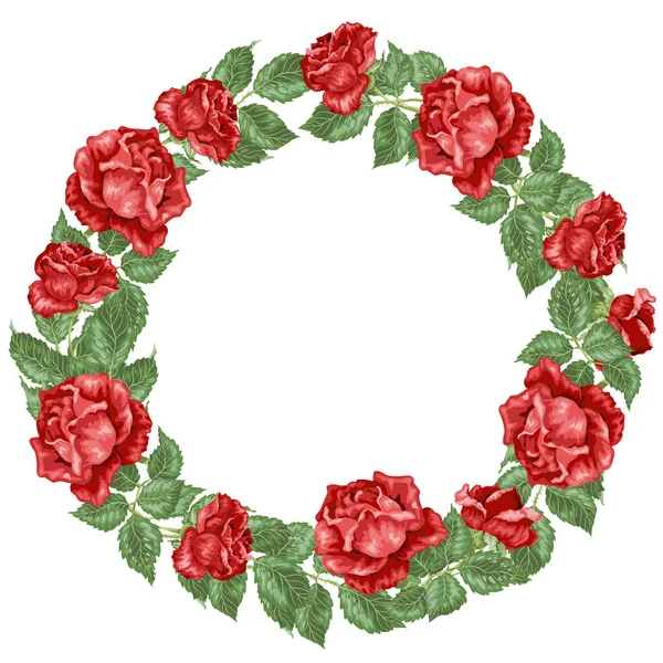 Feiertag Vektor Dekor Kranz Mit Frischen Rosenblüten — Stockvektor