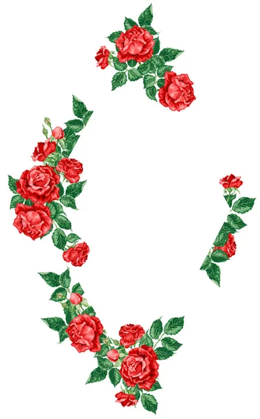 Elemento Decorativo Cornice Illustrazione Vettoriale Con Rose — Vettoriale Stock