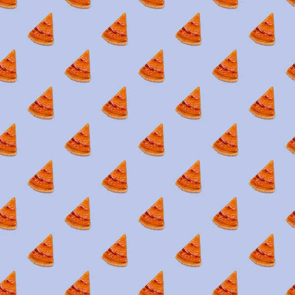 Sweet pumpkin pie pattern on light blue background