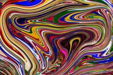 Renkli sıvı metalik doku yüzeyi, holografik folyo, sıvı dalgalar, moda renk