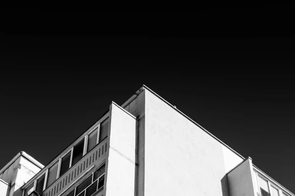 Abstract picture of modern building in black and white mode, empty space for text