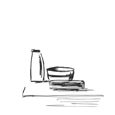 Mutfak vektör çizim için cam ve cam vazo ve salatası kaseler