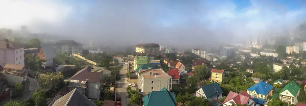 Fog in the micro district of Mamaika. Sochi. Russia.