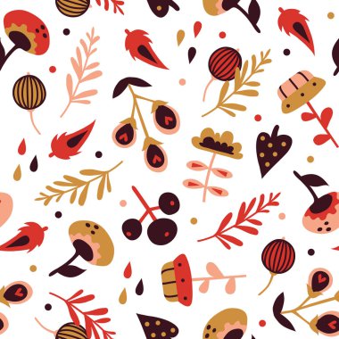 Vektör sorunsuz arka plan deseni ile soyut bitkiler