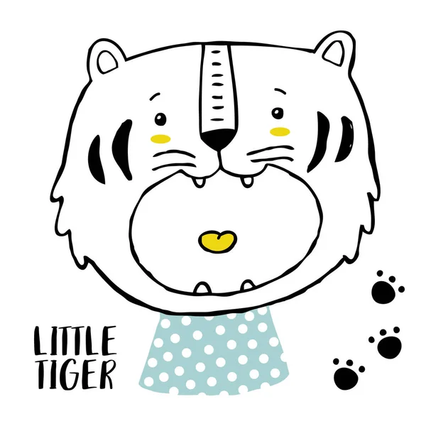 Χαριτωμένο Μωρό Διάνυσμα Εκτύπωσης Για Παιδιά Αφίσες Shirts Τίγρη Paws — Διανυσματικό Αρχείο