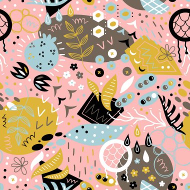 Vektör sorunsuz arka plan deseni farklı soyut şekilleri ile