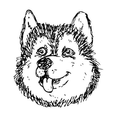 Vektör kabataslak portre sevimli bebek husky köpek