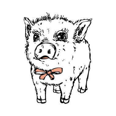 Şirin Bebek domuz vektör kabataslak portresi