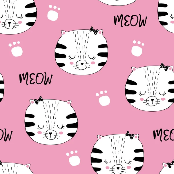 Vector Seamless Background Pattern Cats Paws — Stock Vector