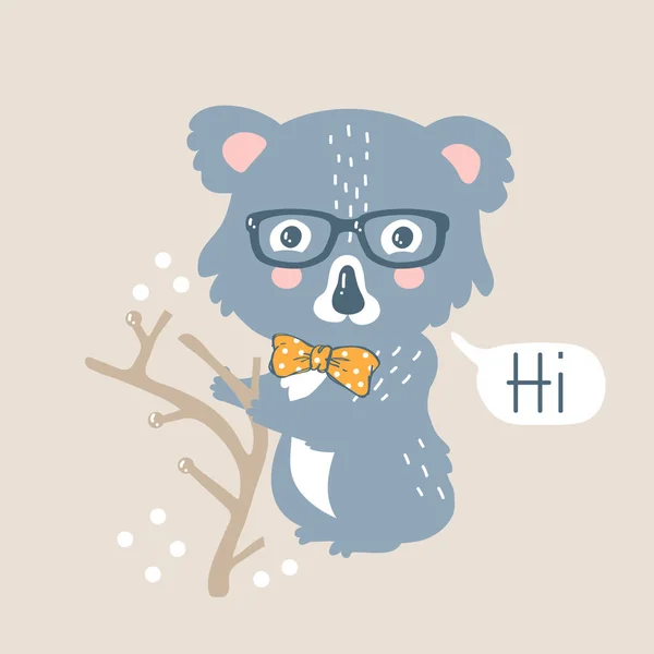 Vector Illustration Cute Funny Baby Koala Print Poster Scandinavian Design — Stock Vector
