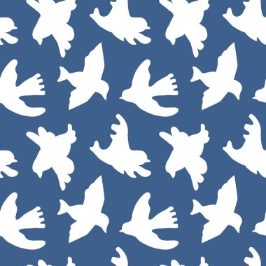 Vektör sorunsuz arka plan deseni ile İskandinav kuş bebek duş, tekstil tasarımı için
