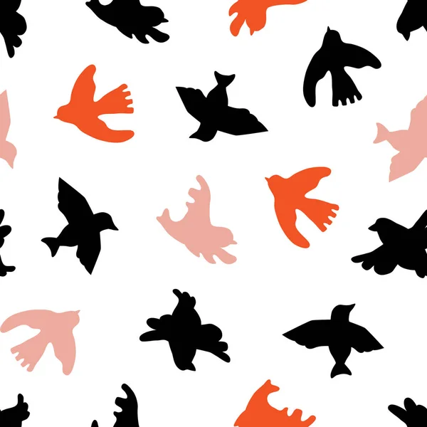Vector Seamless Background Pattern Scandinavian Bird Baby Shower Textile Design — Stock Vector