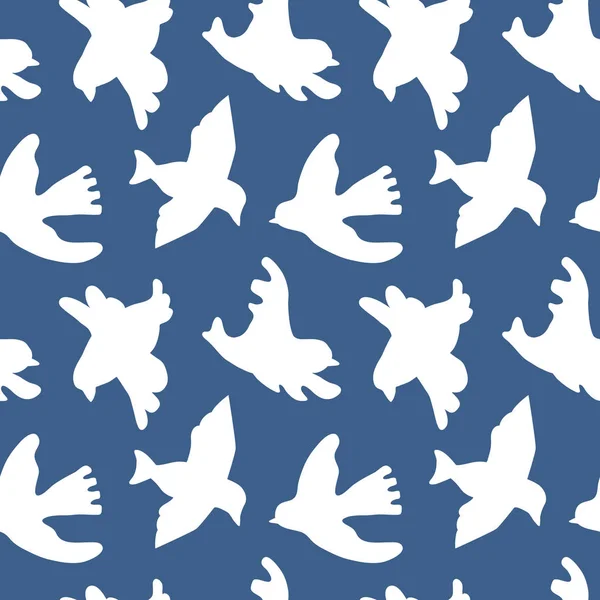 Vector Seamless Background Pattern Scandinavian Bird Baby Shower Textile Design — Stock Vector