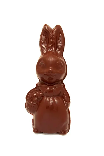 Coniglietto pasquale al cioccolato. Isolato su bianco — Foto Stock