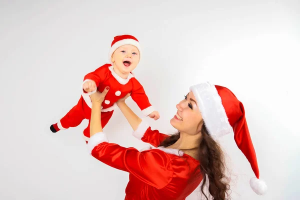 Papai Noel bebê e Papai Noel mãe — Fotografia de Stock