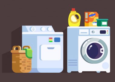 Laundry Washing Machines and Cleaners Icon Set clipart