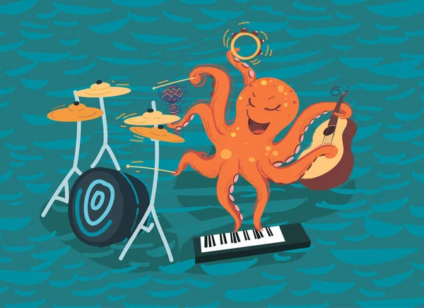 Pulpo toca música Vectores De Stock Sin Royalties Gratis