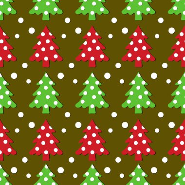 Kusursuz desen. Şekillendirilmiş Polka Nokta Noel Ağaçları