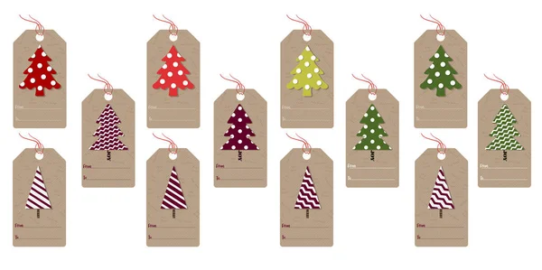 Noel ağaçlı Noel etiketleri. — Stok Vektör