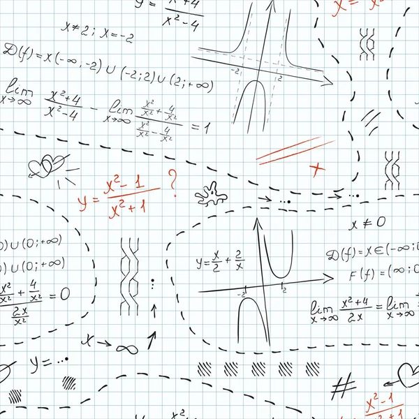 Padrão Sem Costura Com Tarefas Geométricas Desenhos Uma Folha Caderno — Vetor de Stock