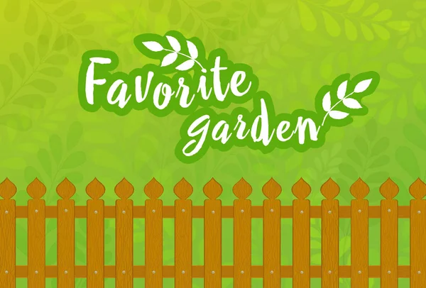 Grüner Hintergrund Für Einen Garten Mit Holzzaun — Stockvektor