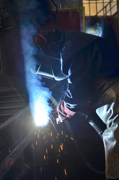 Welding with mig-mag method — Stock Photo, Image