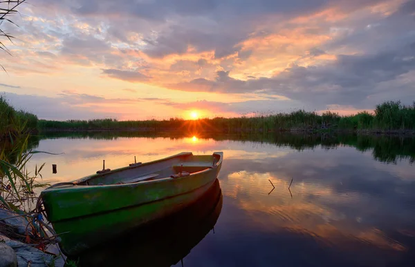 Fisherman boat on Danube Delta — Stock Photo, Image