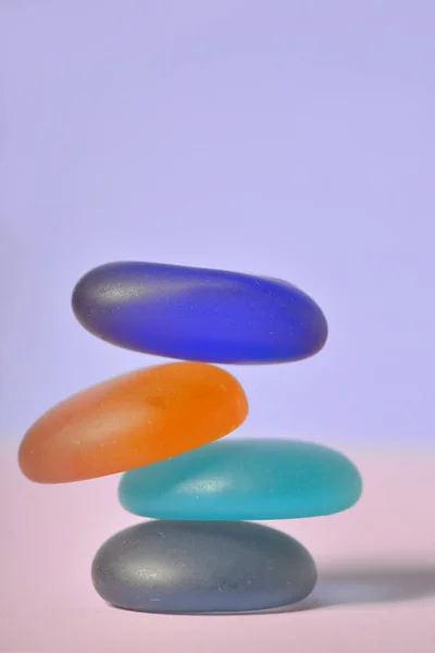 圆形玻璃卵石 — 图库照片