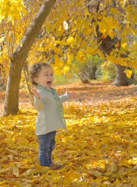 Mutlu küçük kız parkta — Stok fotoğraf