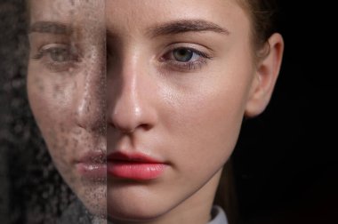 Kız ve Pencere Yansıması Bir Ayna Gibi