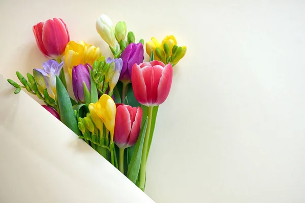 Bouquets Of Tulips and Freesia flowers — Stock Photo, Image