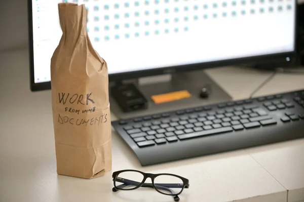 Trabalho Partir Casa Beber Trabalho Conceito Escritório — Fotografia de Stock