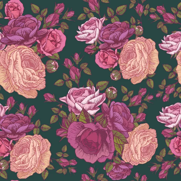 Motif Floral Vectoriel Sans Couture Avec Roses Buttercup Persan Dans — Image vectorielle