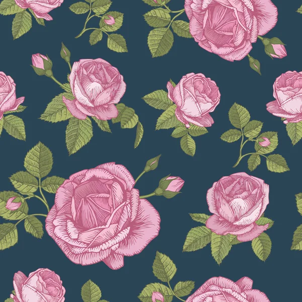 Motif Floral Vectoriel Sans Couture Avec Des Bouquets Roses Roses — Image vectorielle