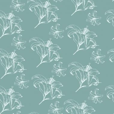 Vektör çiçek seamless modeli zambak ile vintage tarzı. Çiçek arka plan