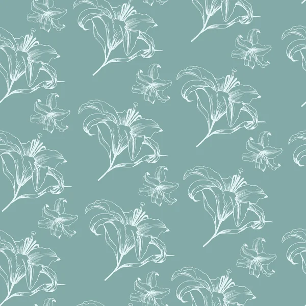 Vektör çiçek seamless modeli zambak ile vintage tarzı. Çiçek arka plan
