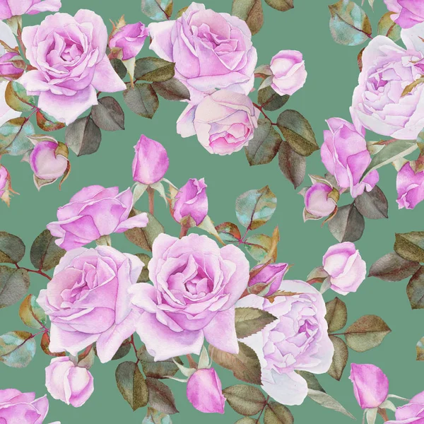 Modello floreale senza cuciture con rose acquerello — Foto Stock