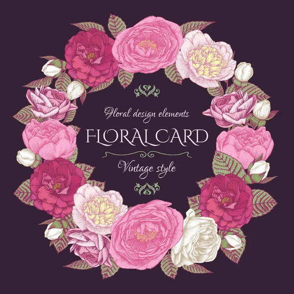 Pink floral frame with roses — Stock Vector © Dr.PAS #6327843