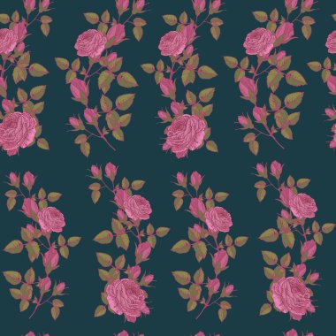 Vintage tarzı pembe Güllü çiçek seamless modeli