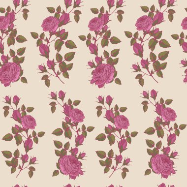 Vintage tarzı pembe Güllü çiçek seamless modeli