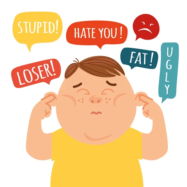 Social Cyber Bullying Concept Vector Illustration Hate Messages Body Shaming — Stock vektor