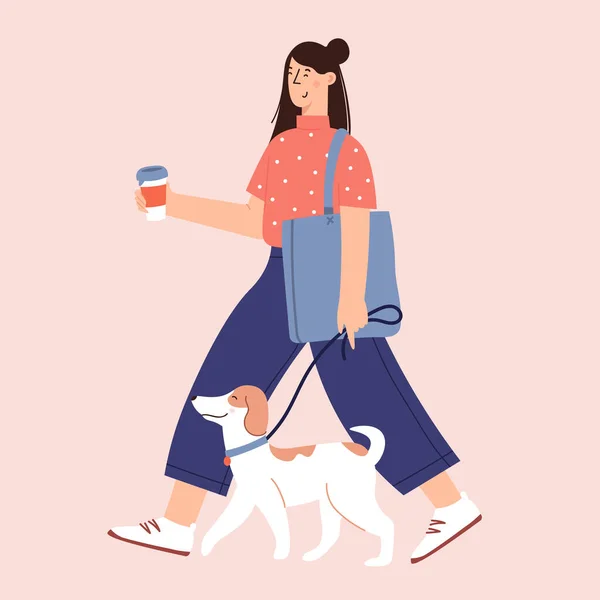 Flat Cartoon Vector Illustrazione su amicizia umana e cani — Vettoriale Stock