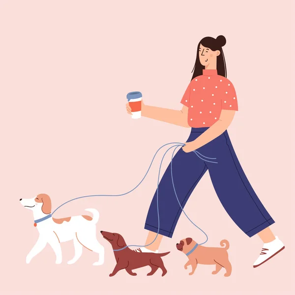 フラット漫画ベクトル｜人間と犬の友情に関するイラスト — ストックベクタ